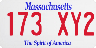 MA license plate 173XY2