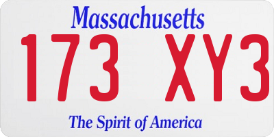 MA license plate 173XY3