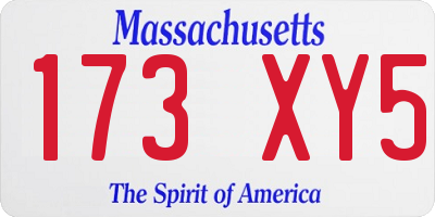 MA license plate 173XY5