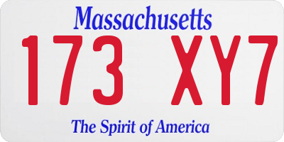 MA license plate 173XY7