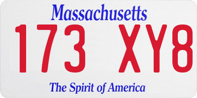 MA license plate 173XY8