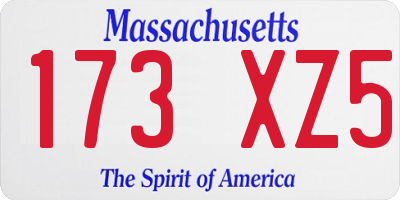 MA license plate 173XZ5
