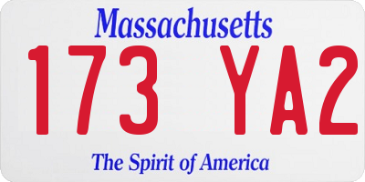 MA license plate 173YA2