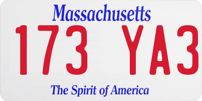 MA license plate 173YA3