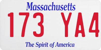 MA license plate 173YA4