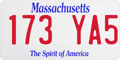 MA license plate 173YA5