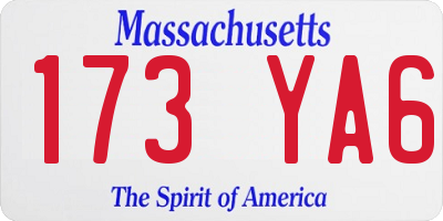 MA license plate 173YA6