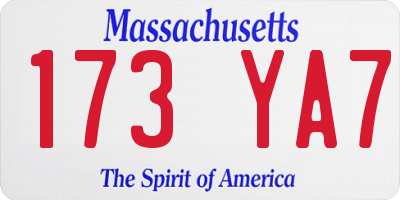 MA license plate 173YA7