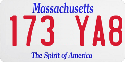 MA license plate 173YA8