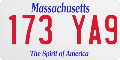 MA license plate 173YA9