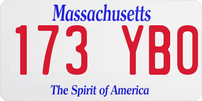MA license plate 173YB0