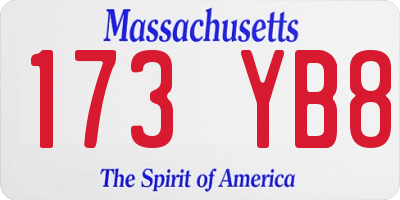 MA license plate 173YB8