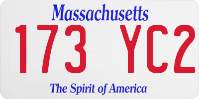 MA license plate 173YC2