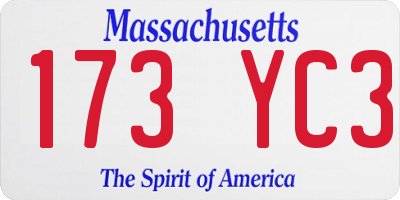 MA license plate 173YC3