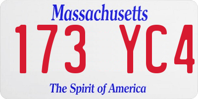 MA license plate 173YC4