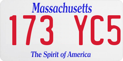 MA license plate 173YC5