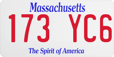 MA license plate 173YC6