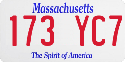 MA license plate 173YC7