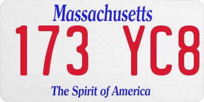 MA license plate 173YC8