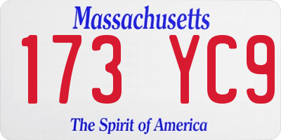 MA license plate 173YC9
