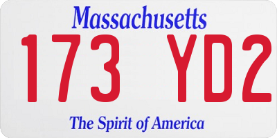 MA license plate 173YD2