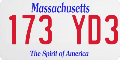 MA license plate 173YD3