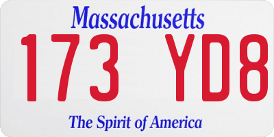 MA license plate 173YD8