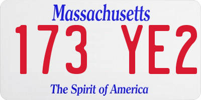 MA license plate 173YE2