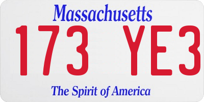 MA license plate 173YE3