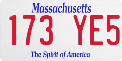 MA license plate 173YE5
