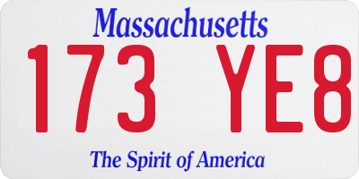 MA license plate 173YE8
