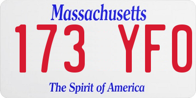 MA license plate 173YF0