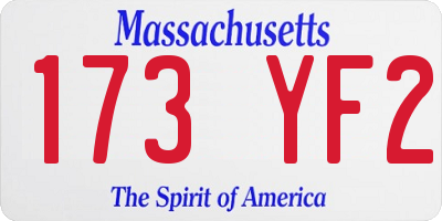 MA license plate 173YF2