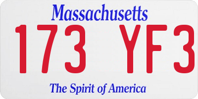 MA license plate 173YF3