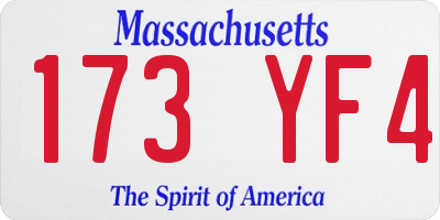 MA license plate 173YF4
