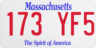 MA license plate 173YF5