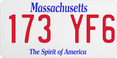 MA license plate 173YF6