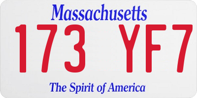 MA license plate 173YF7