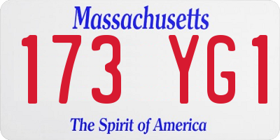 MA license plate 173YG1