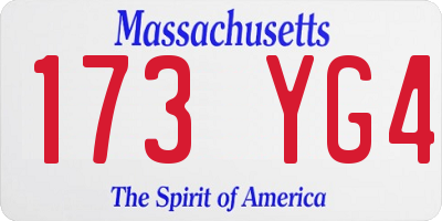MA license plate 173YG4