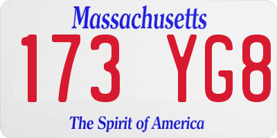 MA license plate 173YG8