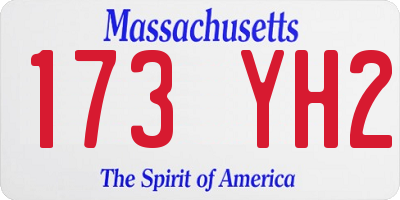 MA license plate 173YH2