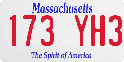 MA license plate 173YH3