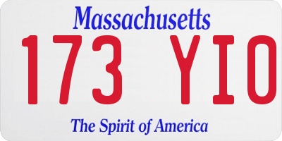 MA license plate 173YI0