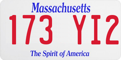 MA license plate 173YI2