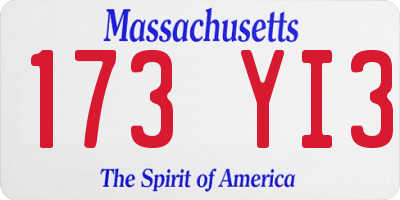 MA license plate 173YI3