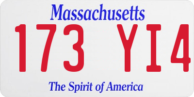 MA license plate 173YI4