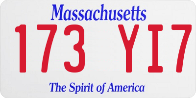 MA license plate 173YI7