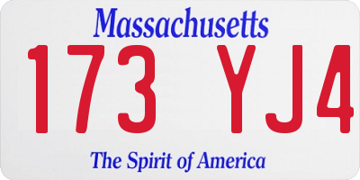 MA license plate 173YJ4