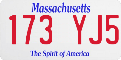 MA license plate 173YJ5